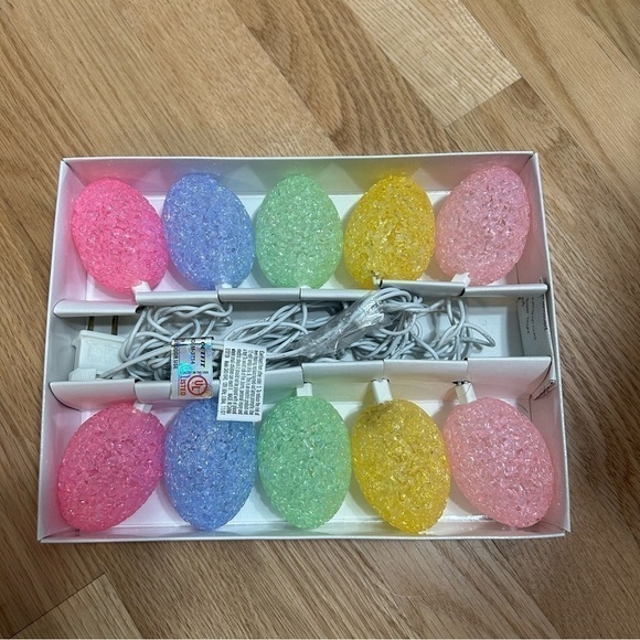 Vintage 10 Melted Popcorn Crystal Easter Egg String Lights NEW Pastel Home Decor - Picture 2 of 3